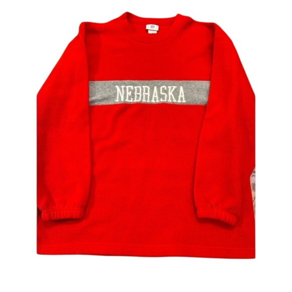 Vintage NFL Nebraska Cornhuskers Red Fleece Sweatshirt Embroidered Mens Large